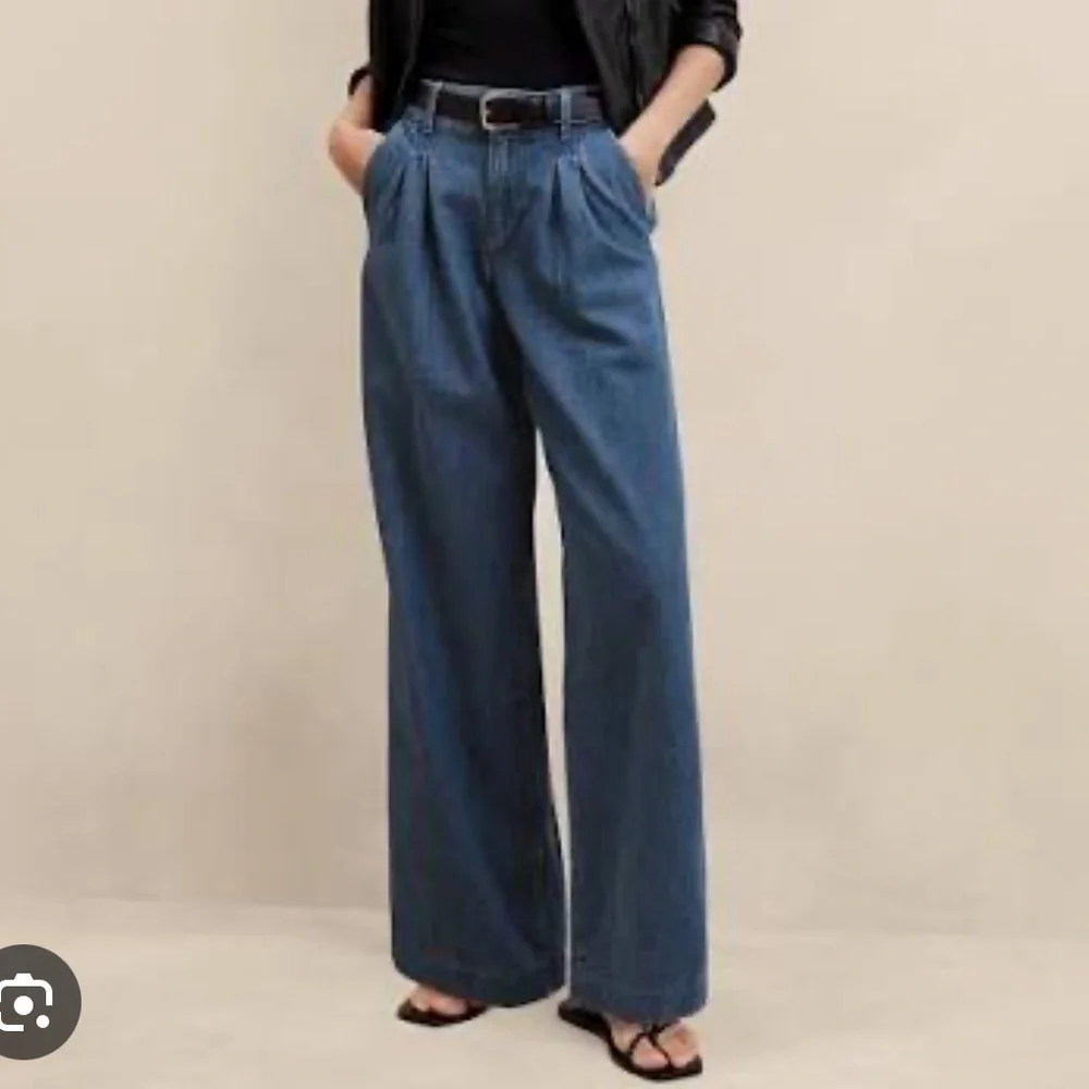 Banana Republic Luxe High Rise Wide Leg Pleated Trouser Jeans NWT